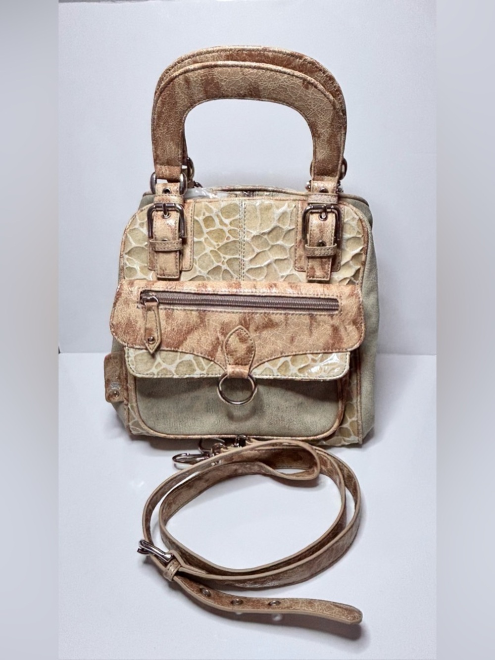 Joanel Neutral Croc-Textured handbag whit Strap NWOT